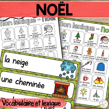 Preview of French Christmas Vocabulary Word Wall - Noël - Mur de mots et lexique