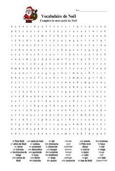 French Christmas Word Search and Vocabulary - 46 Words with Answer Keys