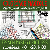 French Christmas colour by number Coloriage Magique Noël 1-10, 1-20, 1-100