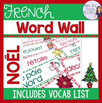 Preview of French Christmas vocabulary word wall MUR DE MOTS NOËL