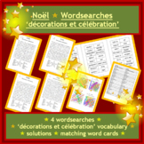 French Christmas wordsearches word cards