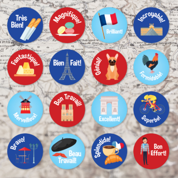 Preview of French Class Digital Stickers for Distance Learning