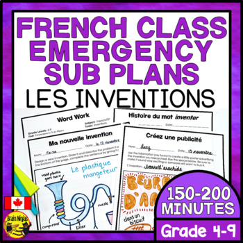 Preview of French Class Emergency Sub Plans | For Canada | Grade 4 to 9