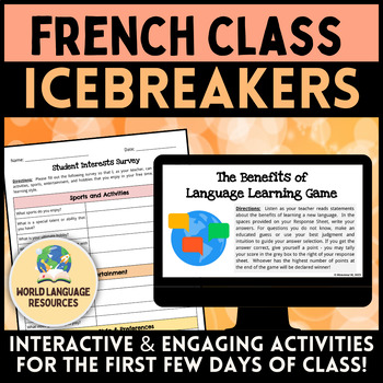 Preview of French Class Back to School Icebreaker Activities