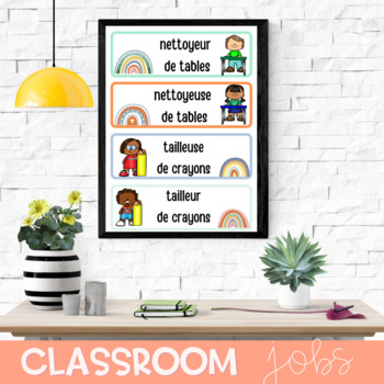 Preview of French Classroom Decor BOHO Jobs Responsibilities Back to School