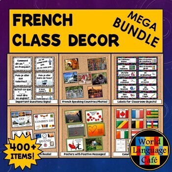 Preview of French Classroom Decor French Classroom Labels French Class Decor Signs