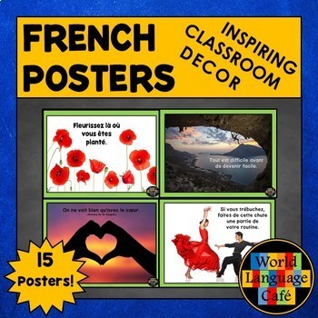 Preview of French Classroom Decor Inspirational Signs Posters French Class Decor