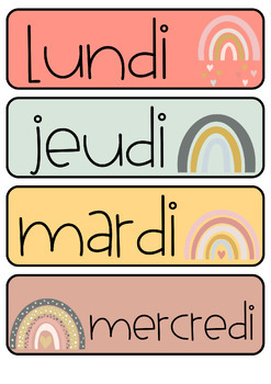 French Classroom Decor | Rainbow Boho | Editable Calendar Numbers Posters