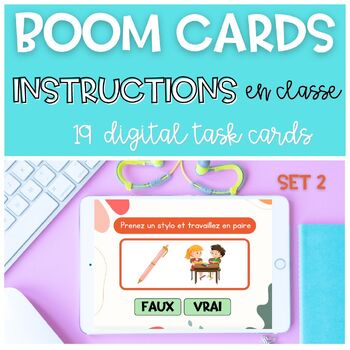 Preview of French Classroom Instructions Commands BOOM CARDS Consignes Classe SET 2