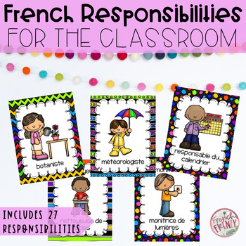 Preview of French Classroom Jobs and Responsabilities Label- Les responsabilités de classes