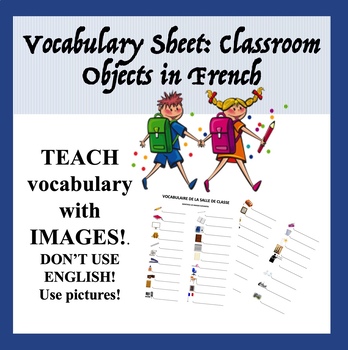 Preview of French Classroom Objects Vocabulary Sheet in Images