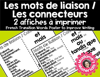 Preview of French Classroom Writing Reference Poster - Affiche Mots de transition/liaison