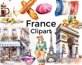 Preview of French Clipart - Watercolor