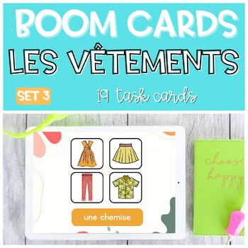 Preview of French Clothes Clothing activities BOOM CARDS Les vêtements SET 3
