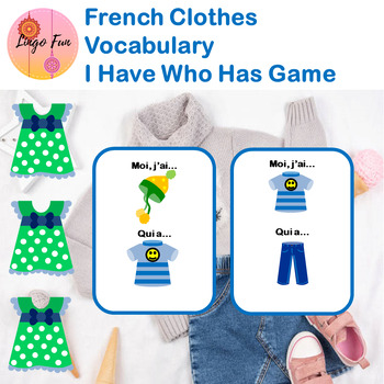 Preview of French Clothes Vocabulary I Have Who Has Game