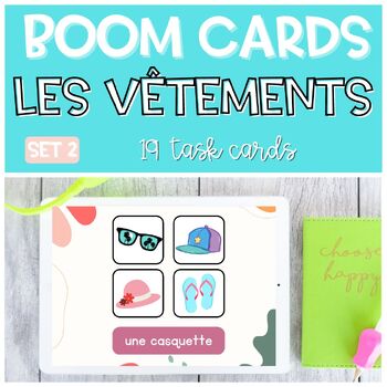 Preview of French Clothing Clothes reading activities BOOM CARDS Les vêtements SET 2