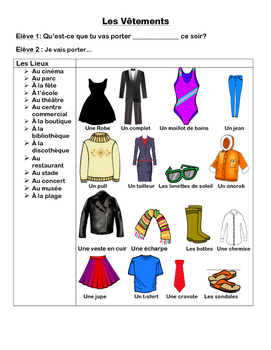 French Clothing Conversation Cards by Madame Ethington | TpT