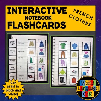 Preview of French Clothing Flashcards Clothes Interactive Notebook Les Vêtements