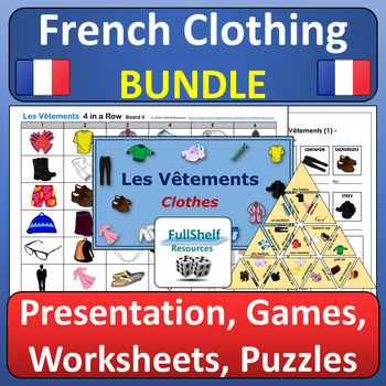 Preview of French Clothing Unit Activities in French BUNDLE Les Vetements