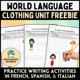 World Language Clothing Unit Freebie - Writing Practice Fr