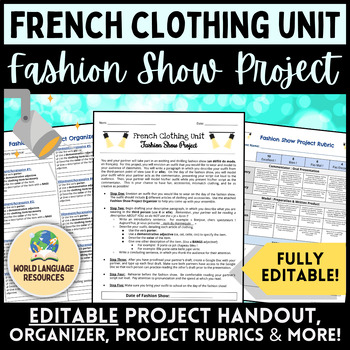 Preview of French Clothing Unit: Les vêtements - Fashion Show Project (Défilé de mode)