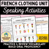 French Clothing Unit: Les vêtements - Speaking Activities