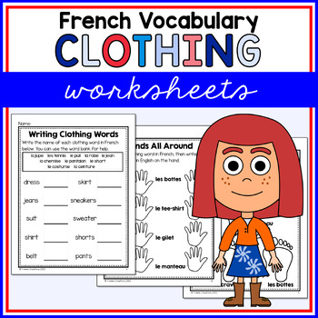 Preview of French Clothing Vocabulary Worksheets - Les Vêtements en Français
