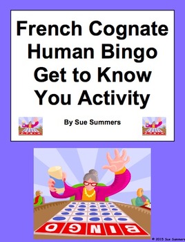 Preview of French Cognate Human Bingo Get to Know You Activity - French Back to School