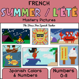 French Color By Number Summer Mystery Pictures printable w