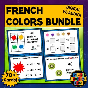 Preview of FRENCH COLORS BOOM CARDS ⭐ French Digital Flashcards ⭐ Boom Cards French