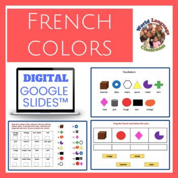 Preview of French Colors Digital, Google Slides™ Vocabulary Activities