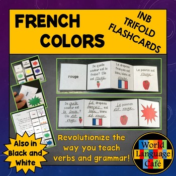 Preview of French Colors Flashcards Interactive Notebook Trifold Flashcards Les Couleurs