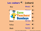 French Colors Lesson plan, PowerPoint (with audio), Flashc