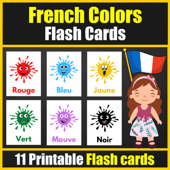 Preview of French Colors Vocabulary Flash cards en français - Les Couleurs