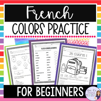 Preview of French Colors - exercises, activities, and notes for beginners LES COULEURS