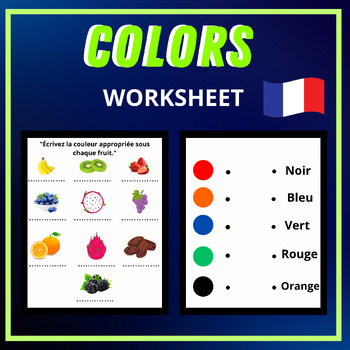 Preview of French Colors - exercises, activities, and notes for beginners,posters,worksheet