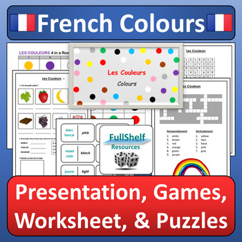 Preview of French Colours or Colors Les Couleurs Unit Presentation and Activities in French