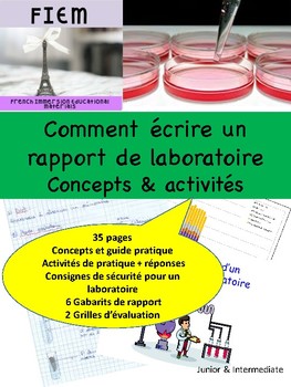 Preview of French: Comment écrire un rapport de laboratoire, concepts/activités/rubriques