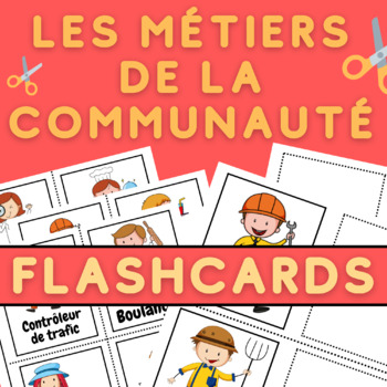 Preview of Community Helpers Kindergarten Unit FRENCH Match Up Flashcards