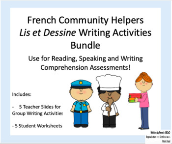 Preview of French Community Helpers Writing Bundle | Les métiers lis et dessine