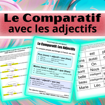 Preview of French Comparative with Adjectives | Guided Notes