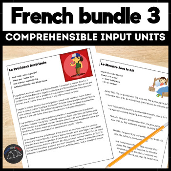 Preview of French Comprehensible Input Lessons Short Story Bundle #3