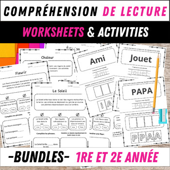 Preview of French Compréhension de Lecture Worksheet & Activities for Grade 1 and 2: Bundle