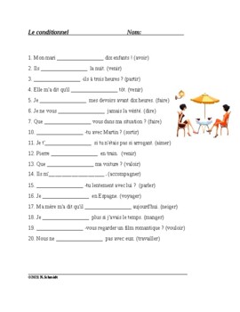 Preview of French Conditional Tense Worksheet: Le Conditionnel (20 questions)
