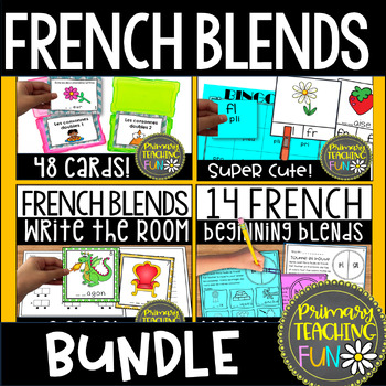 Preview of French Consonant Blends Bundle, Worksheets, Task Cards, Games, Write the Room