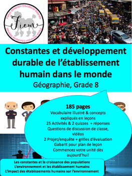 Preview of French: "Constantes et développement durable", Géo, Gr.8, 185 slides