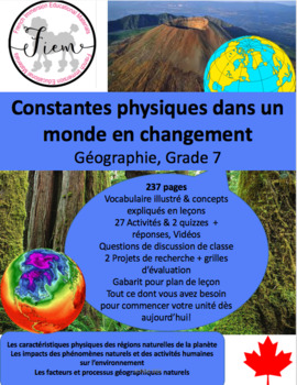 Preview of French: "Constantes physiques et monde en changement", Géo, Gr.7, 237 slides