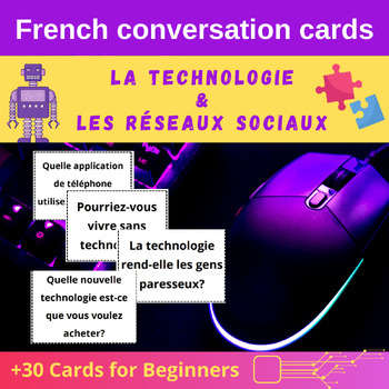 Preview of French Conversation Cards | La Technologie & Les Réseaux Sociaux | June Activity