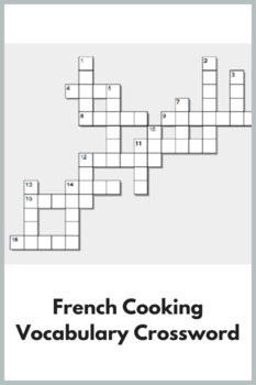 French Cooking Vocabulary Crossword by Real Life Language TpT
