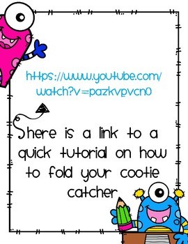 French Cootie Catchers - la rentrée by Peg Swift French Immersion